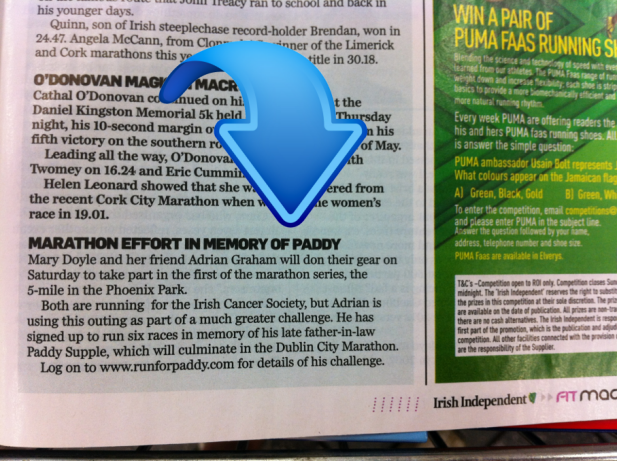 Run For Paddy Featured In Today's Irish Independent